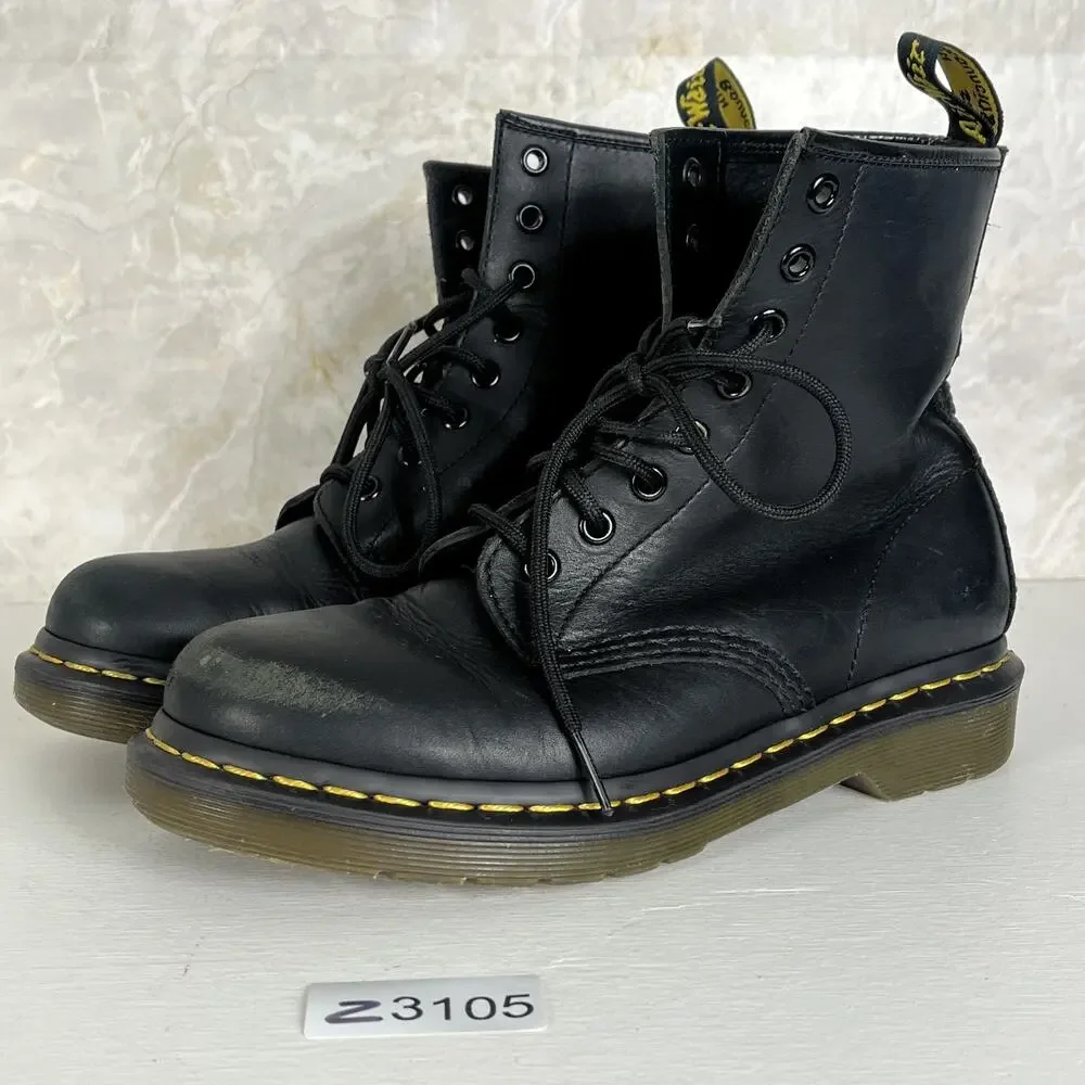 Dr Martens 1460 Unisex L7 M6 Black Leather Combat Boots Lace Up